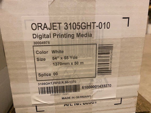 Orajet 3105 GHT-010 Hvit Hi-tac folie Digital Printing Media B=137cm x 50mtr