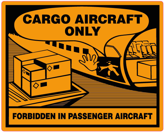 ADR-vinylmerke "DANGER - Cargo Aircraft only" 25 x 25 cm