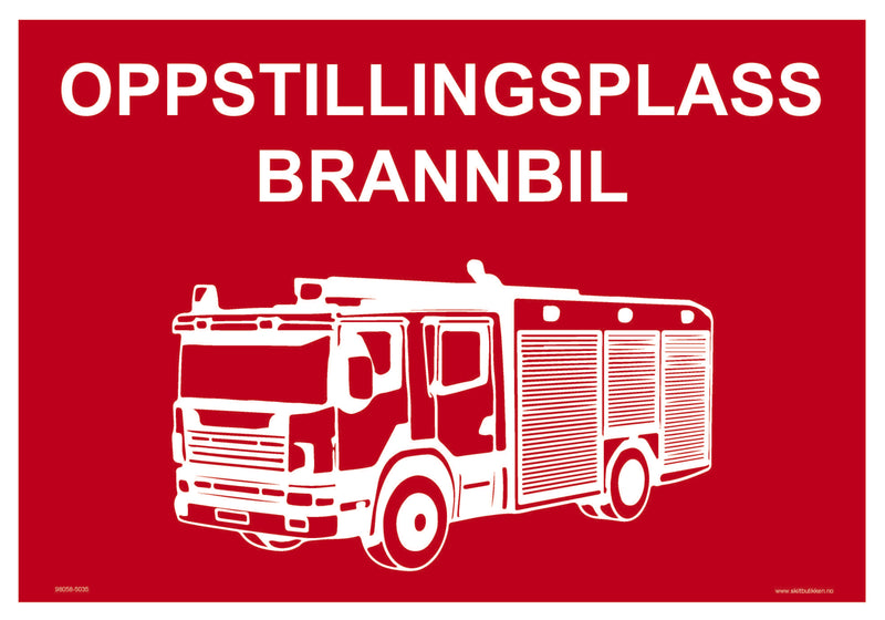 Brannbil oppstillingsplass 50x35 cm, 3mm aluminiumsandwich art nr 98058-5035