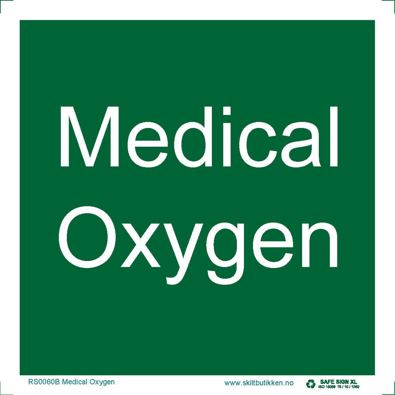 IMO-sign Medical Oxygen , 15x15 cm Art nr RS0060B – Skiltbutikken