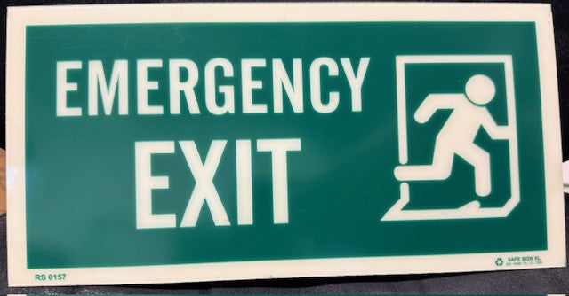 Sign; EMERGENCY EXIT right, 30 x 15 cm varenr RS0157