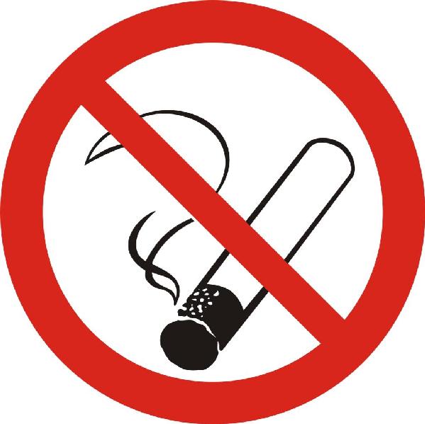 Røyking forbudt - ark á 10 stk. 5 x 5 cm