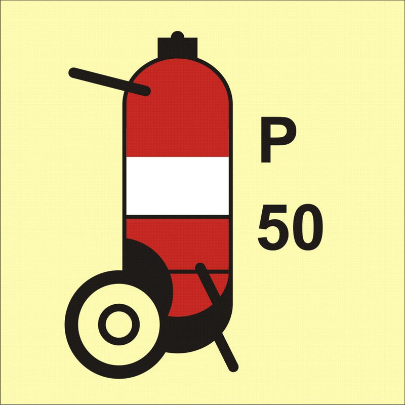 Wheeled fire extinguisher,Powder 50 kg, 15x15 cm
