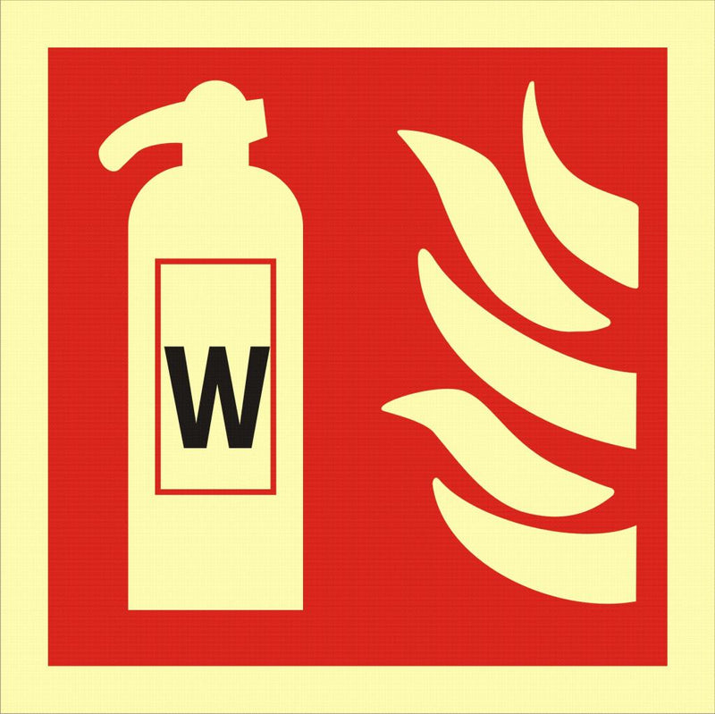 Brannskilt, Fire extinguisher with water, 15x15 cm