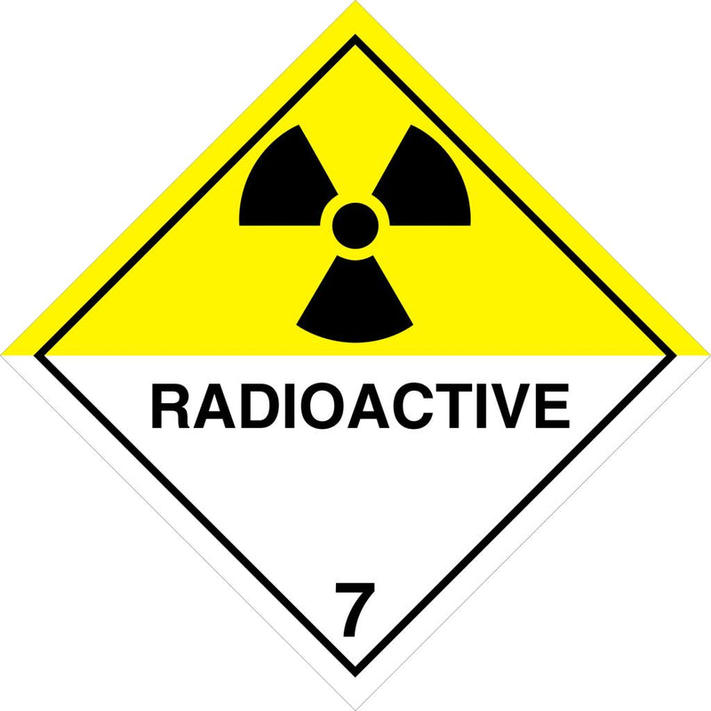 Kl. 7D Radioaktivt materiale, 10 x 10 cm, Rull a'250 stk