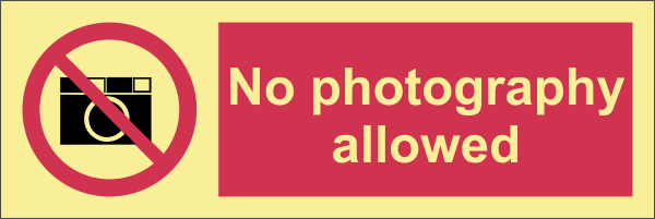 No photography allowed, 30 x 10 cm