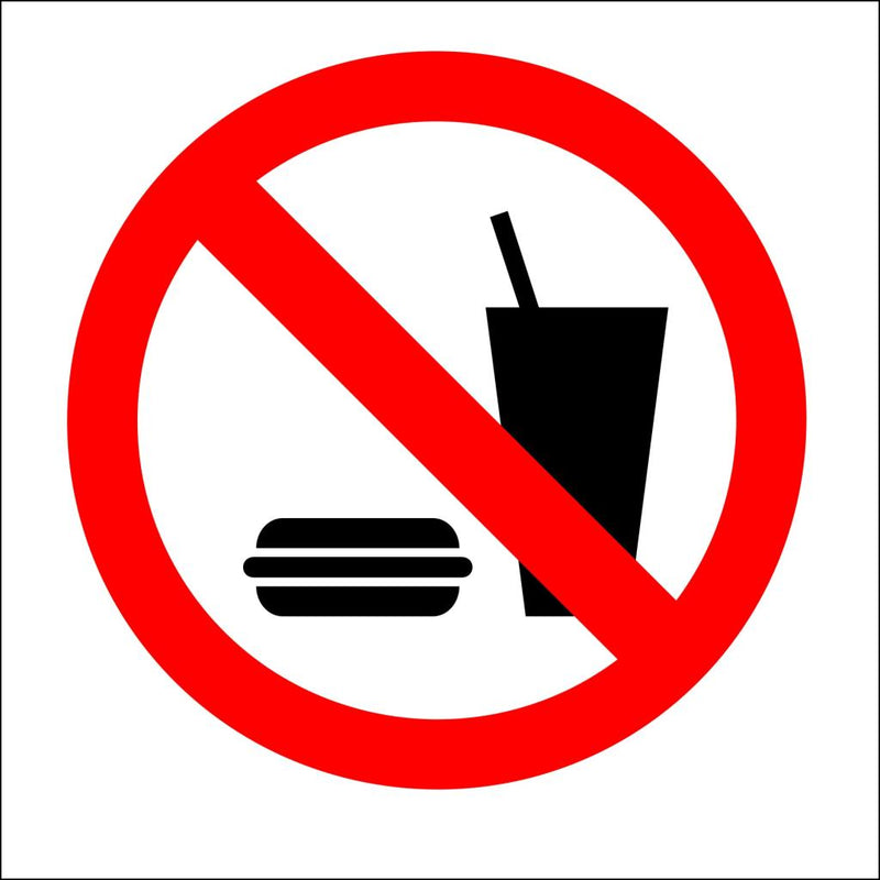 Mat og drikke forbudt, 20x20 cm