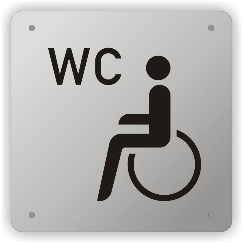 Handikapp toalett, 10 x 10 cm, børstet stål