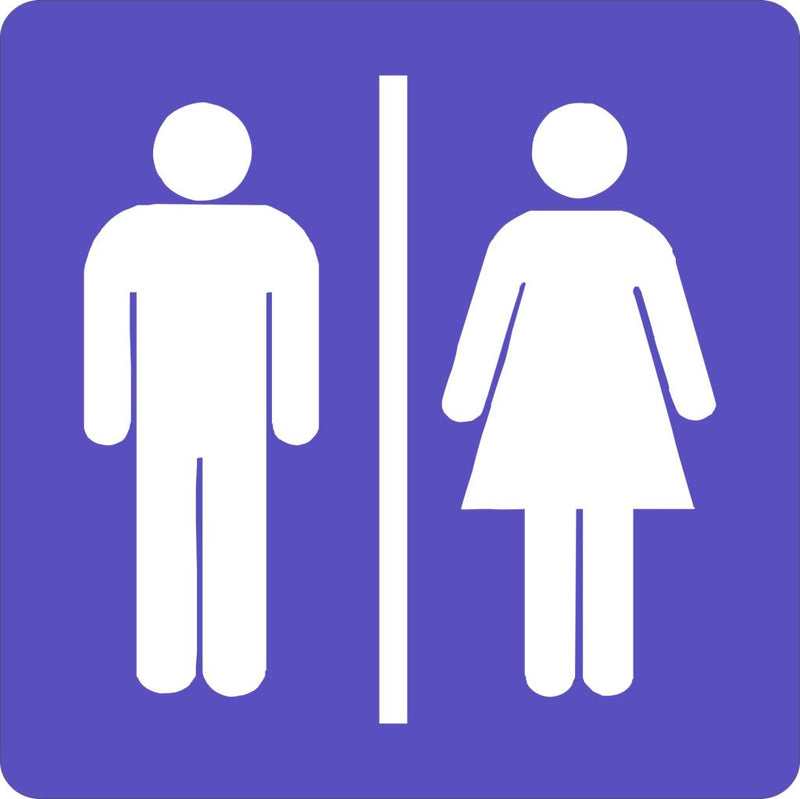 Uni toalett, 9 x 9 cm , blått klebemerke
