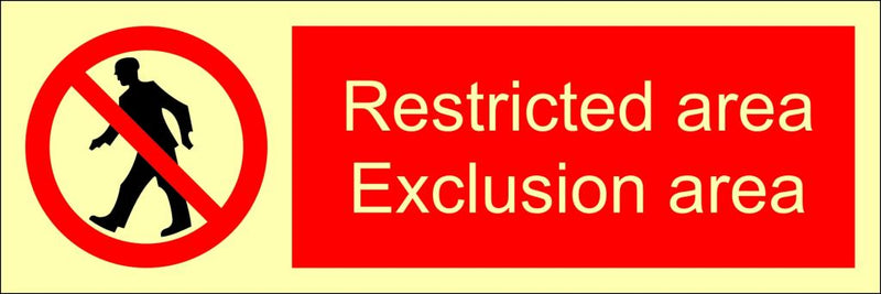 Restricted area exclusion area, 30 x 10 cm