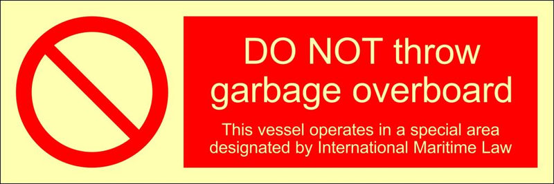 DO NOT throw garbage overboard, 30 x 10 cm