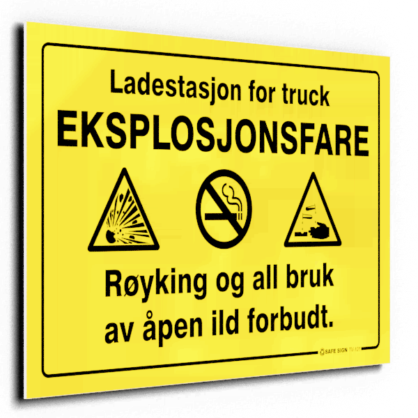 Fareskilt, Ladestasjon for truck, 30 x 20 cm