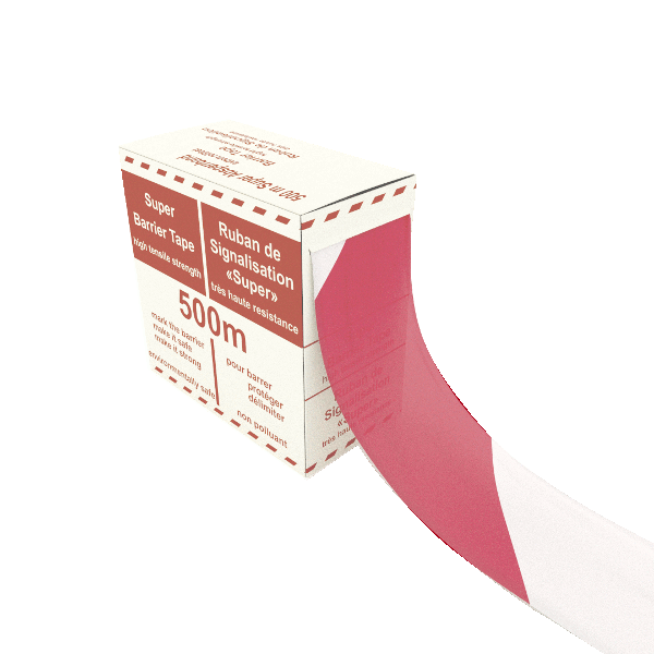 Sperrebånd rød/hvit 70 mm x 500 mtr