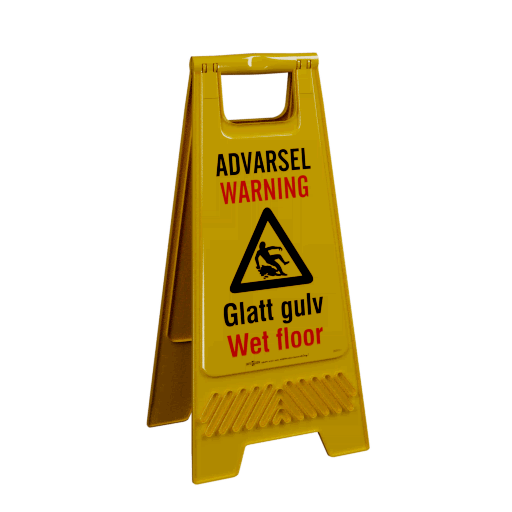 Varselpost, Gul Glatt gulv / wet floor, 30x63 cm
