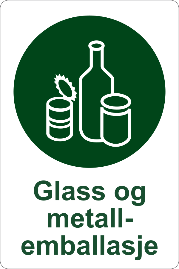 Avfallshåndtering, Glass og metallemballasje, 20 x 30 cm