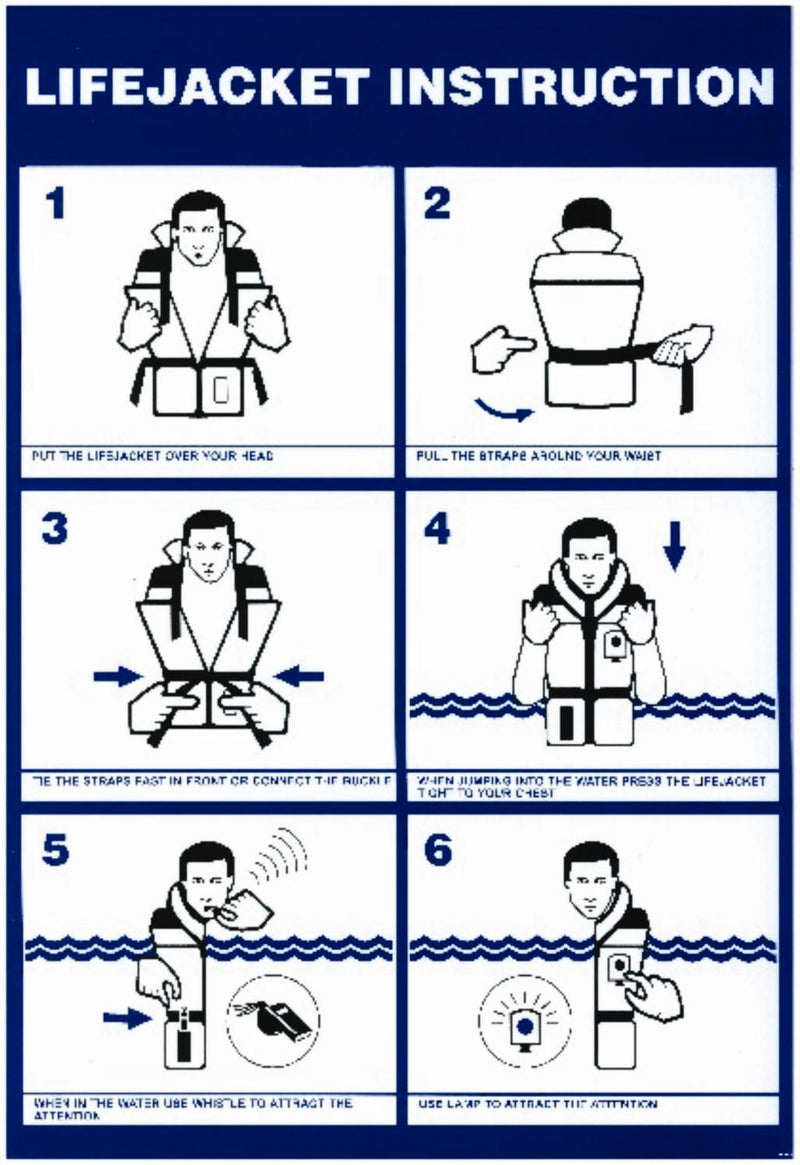 Lifejacket Instruction A3, klebe – Skiltbutikken