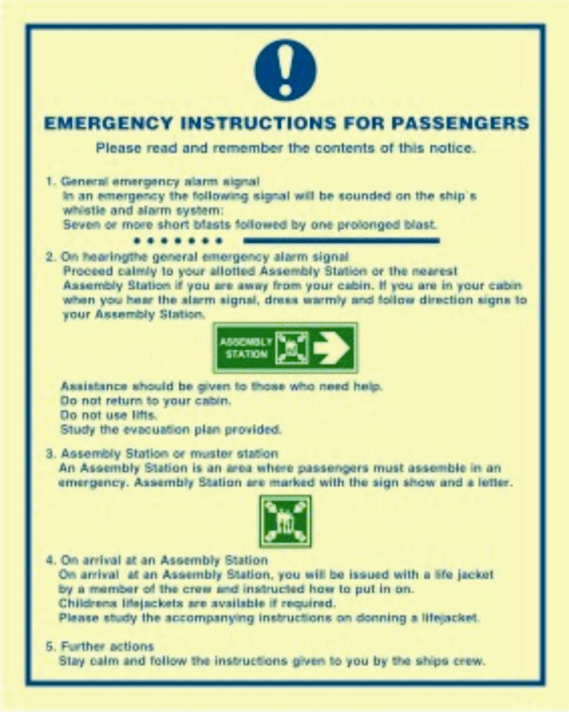 Emergency Instructions Passengers A3, klebe